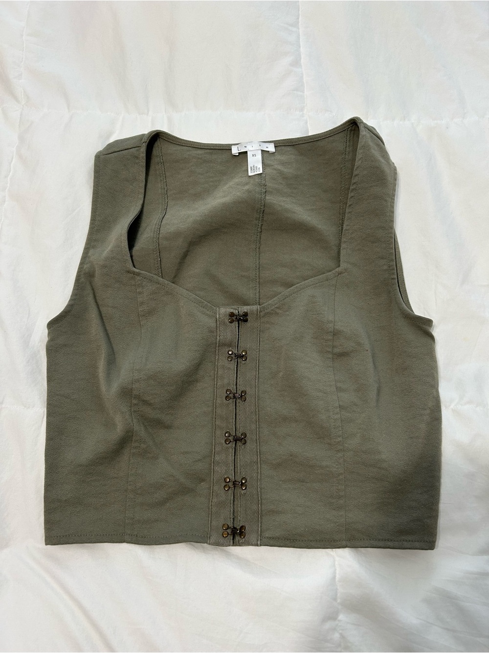 Olive Green Hook-Front Tank Top